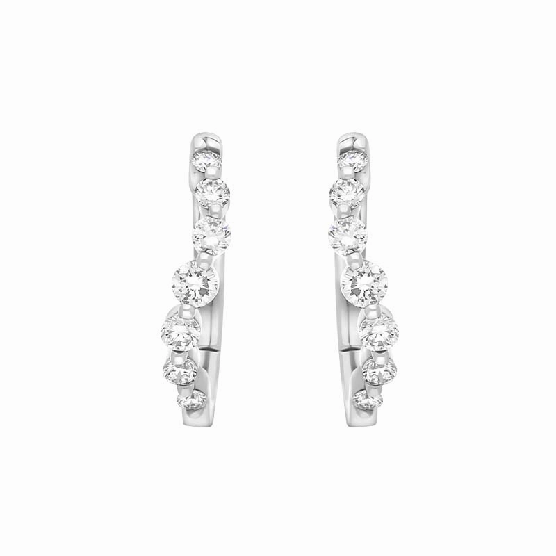 18ct White Gold Diamond 0.32ct Claw Set Hoop Earrings