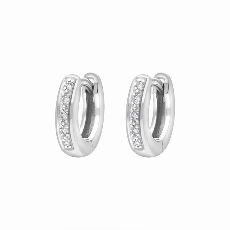 18ct White Gold Diamond 10mm Hoop Earrings