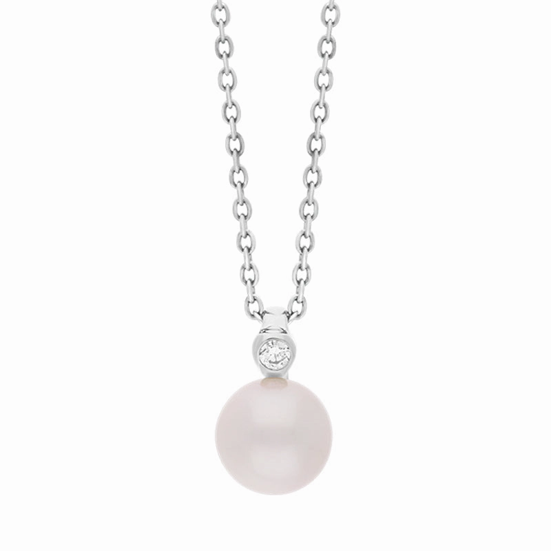 18ct White Gold Diamond Akoya Pearl Necklace