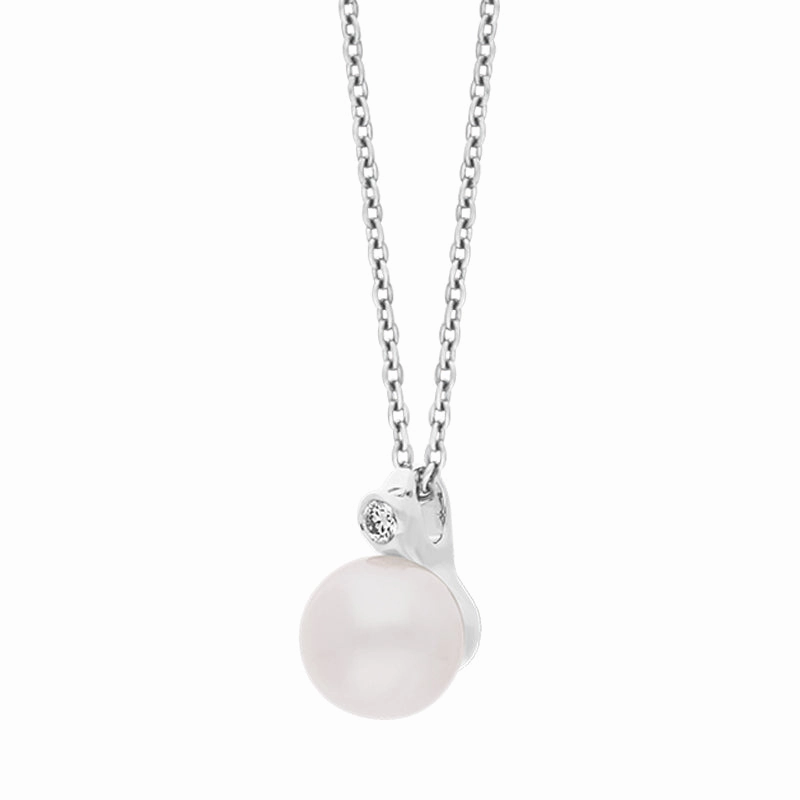 18ct White Gold Diamond Akoya Pearl Necklace