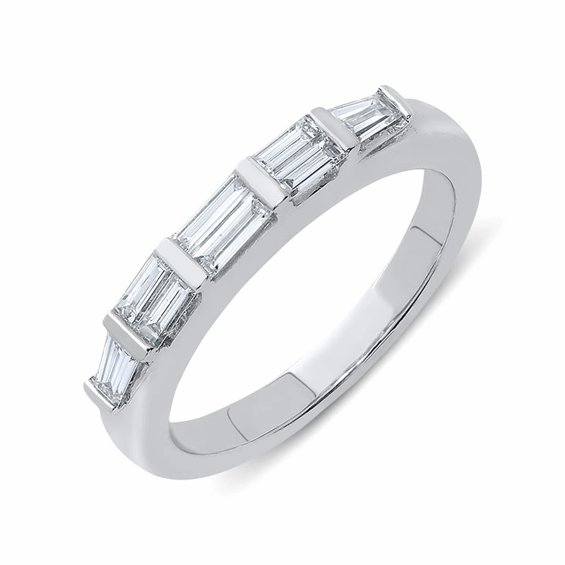 18ct White Gold Diamond Baguette Cut Half Eternity Ring