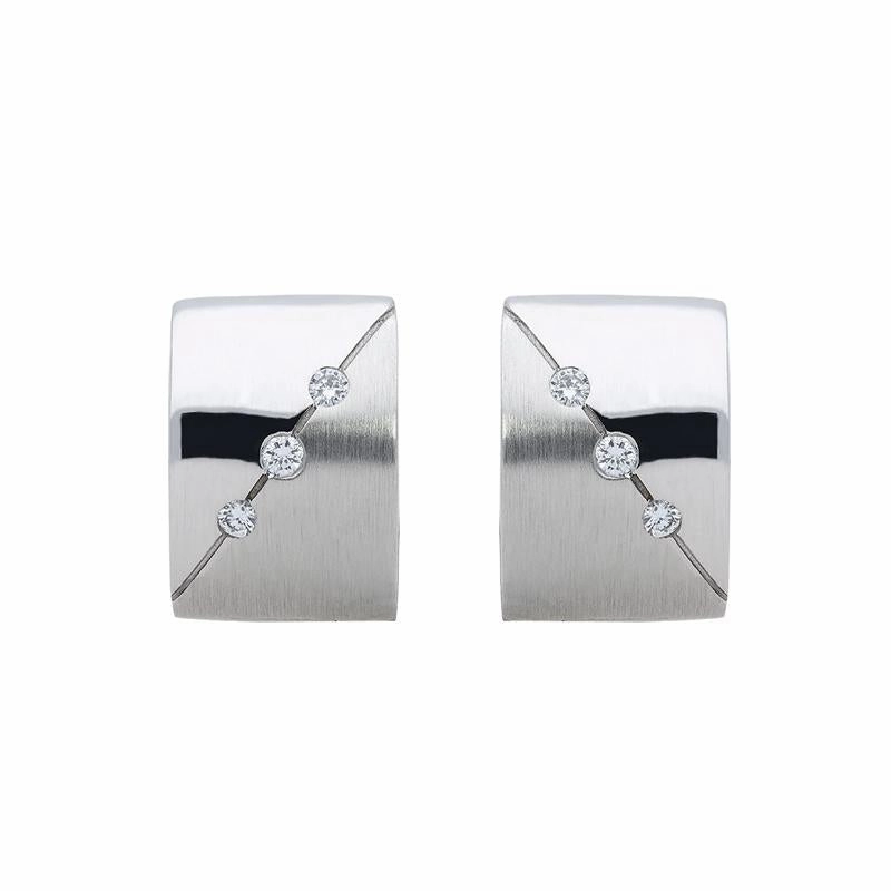18ct White Gold Diamond Brilliant Cut Hoop Earrings