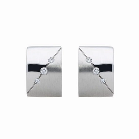18ct White Gold Diamond Brilliant Cut Hoop Earrings