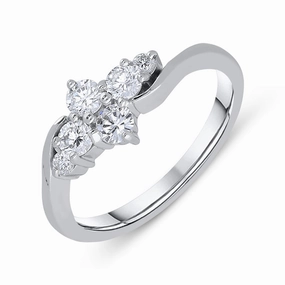 18ct White Gold Diamond Brilliant Cut Twist Ring