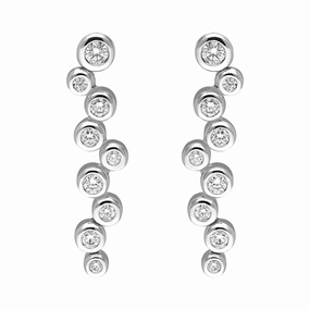 18ct White Gold Diamond Bubble Drop Earrings