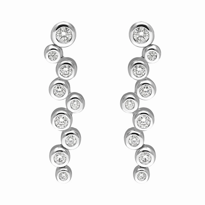 18ct White Gold Diamond Bubble Drop Earrings