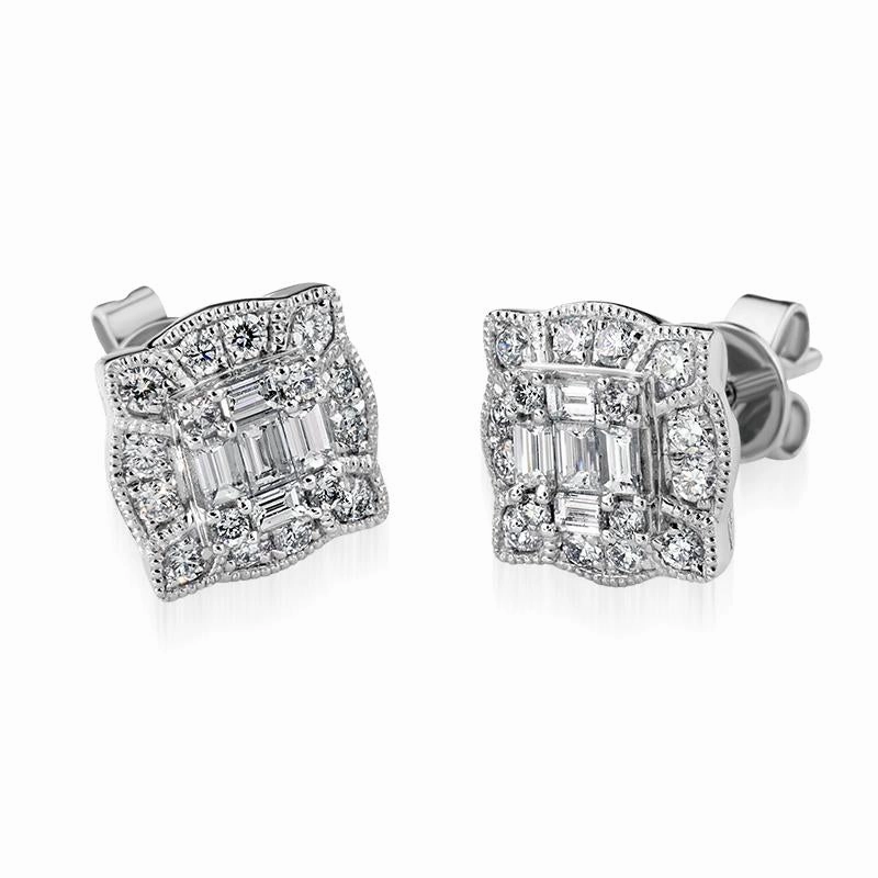 18ct White Gold Diamond Cluster Stud Earrings