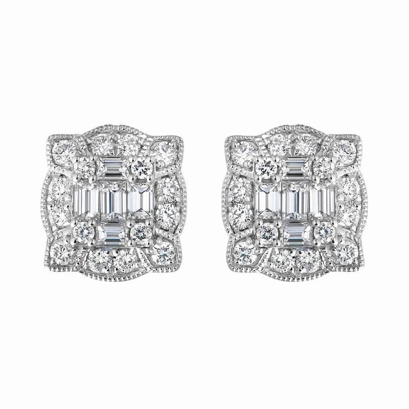 18ct White Gold Diamond Cluster Stud Earrings
