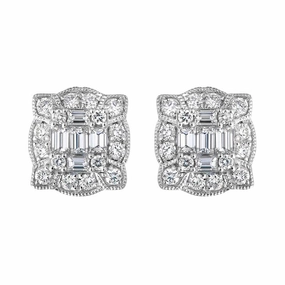 18ct White Gold Diamond Cluster Stud Earrings