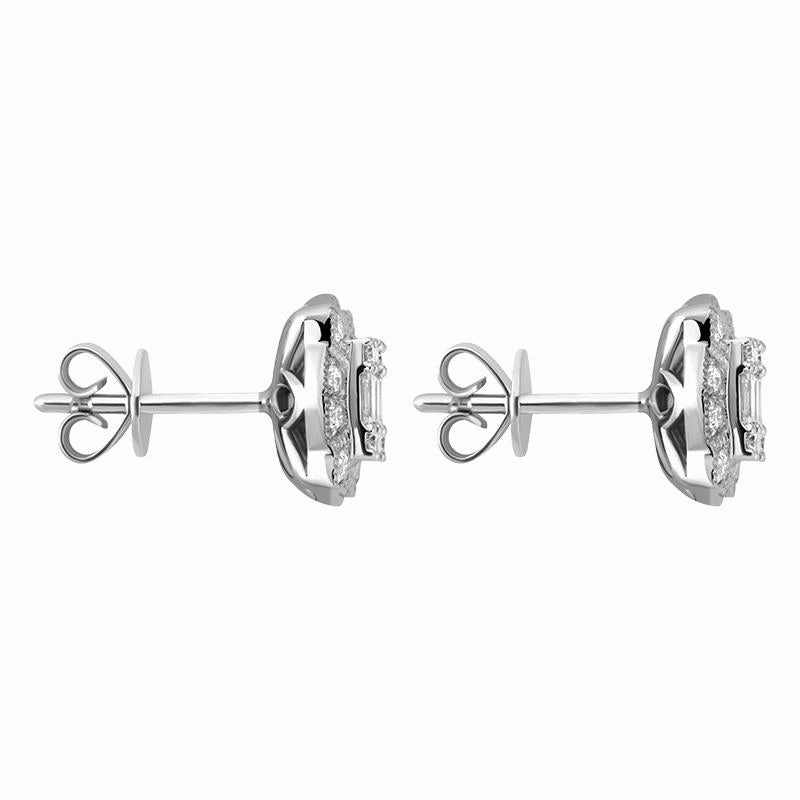 18ct White Gold Diamond Cluster Stud Earrings