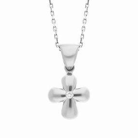 18ct White Gold Diamond Cross Pendant D