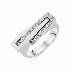18ct White Gold Diamond Crossover Ring