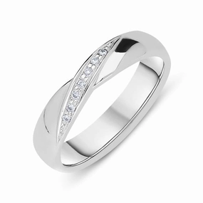 18ct White Gold Diamond Crossover Wedding Ring D