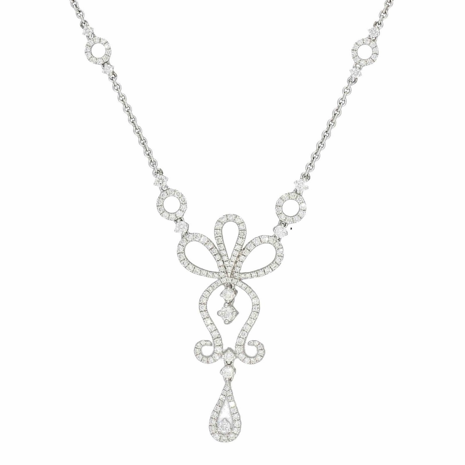 18ct White Gold Diamond Fancy Ornate Necklace