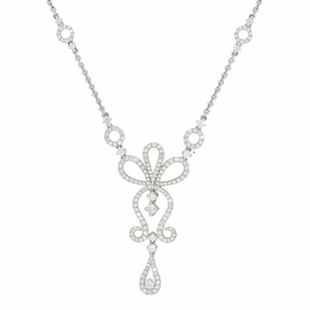 18ct White Gold Diamond Fancy Ornate Necklace