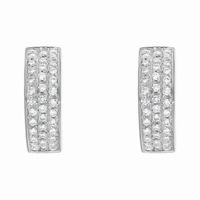 18ct White Gold Diamond Hoop Earrings D