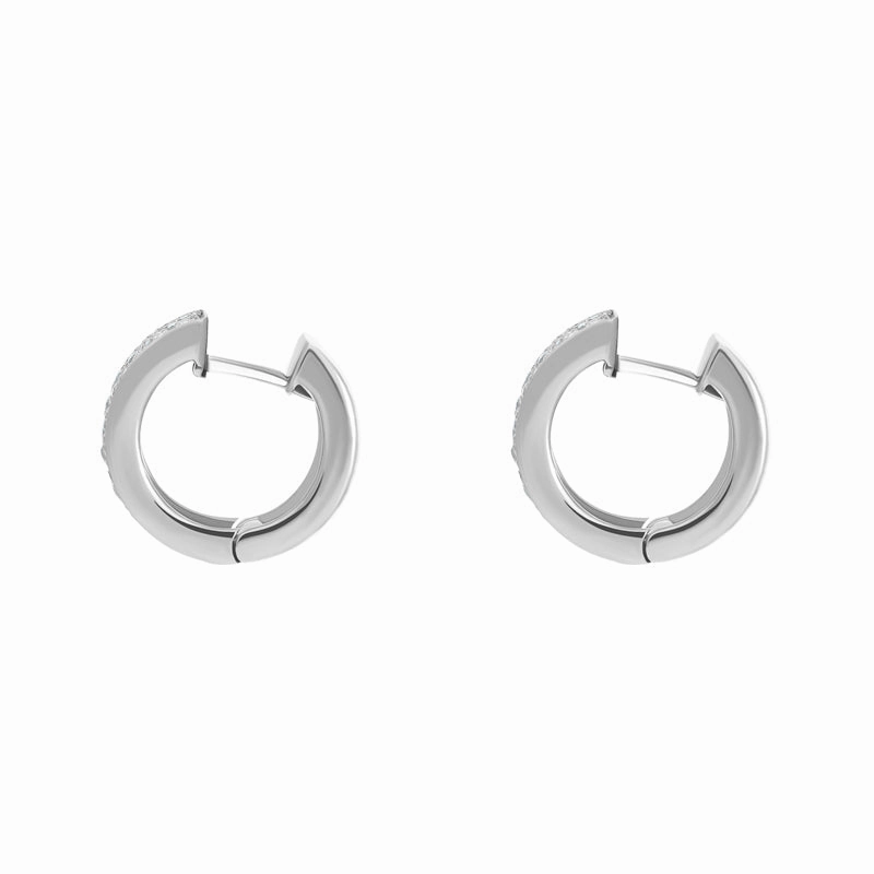 18ct White Gold Diamond Hoop Earrings D