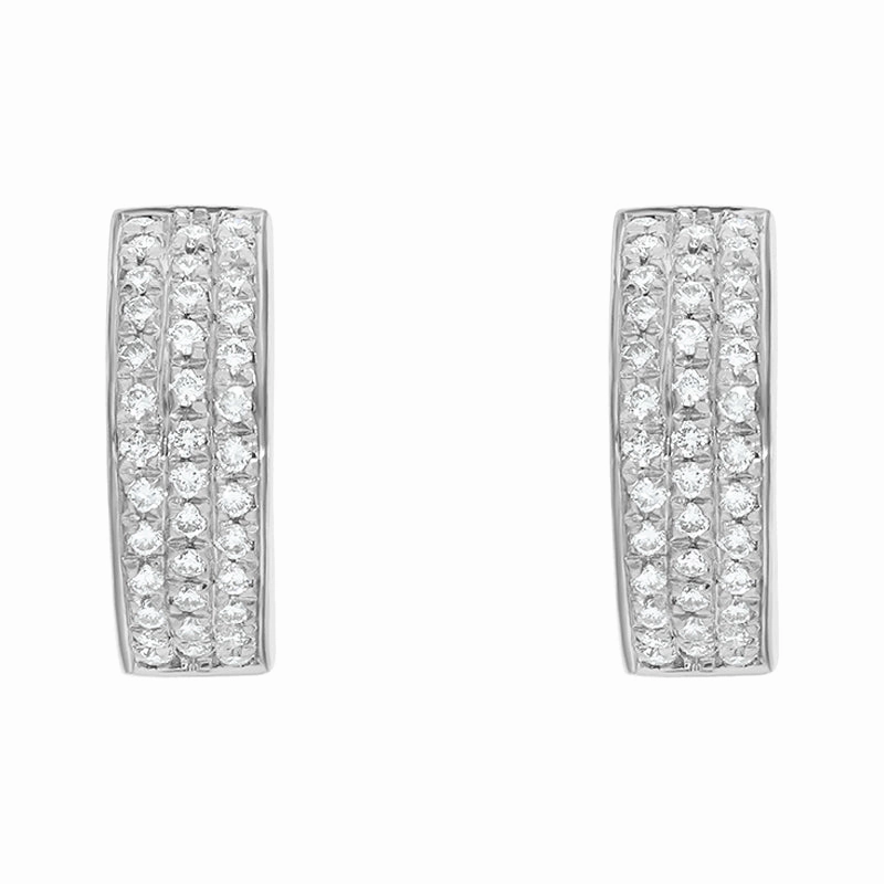 18ct White Gold Diamond Hoop Earrings D
