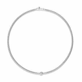 18ct White Gold Diamond Pave Set Necklet