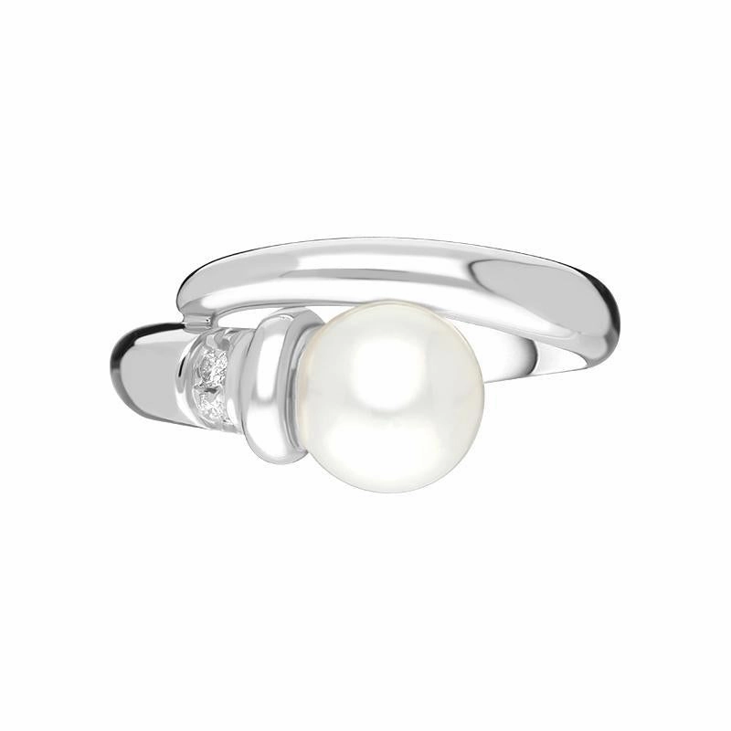 18ct White Gold Diamond Pearl Wrap Ring