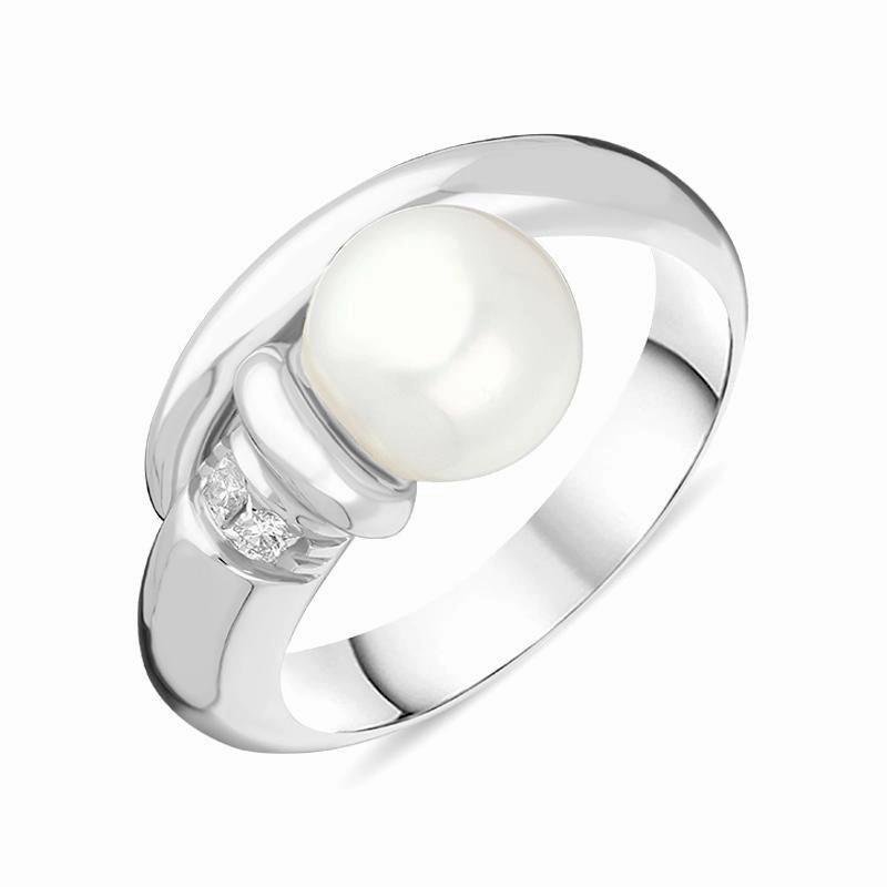 18ct White Gold Diamond Pearl Wrap Ring