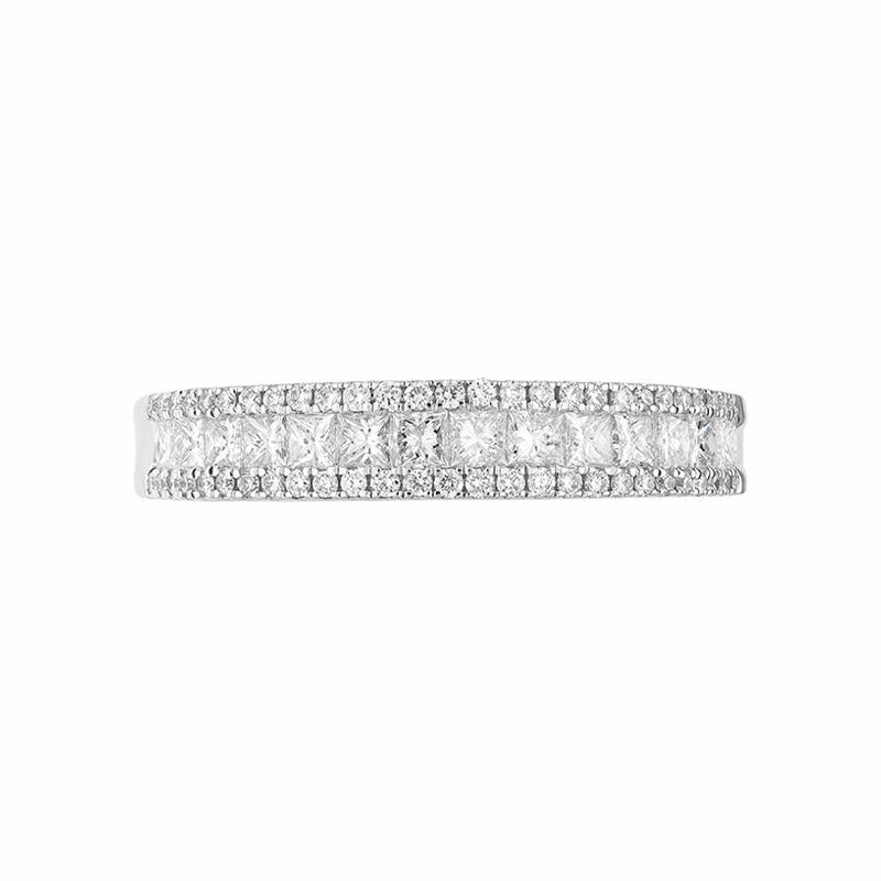 18ct White Gold Diamond Princess Cut Half Eternity Ring