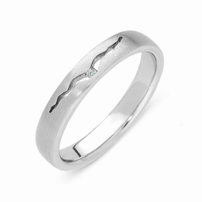 18ct White Gold Diamond Satin Finish Cut Out Ring