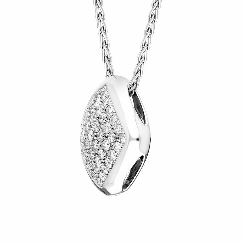 18ct White Gold Diamond Square Necklace D