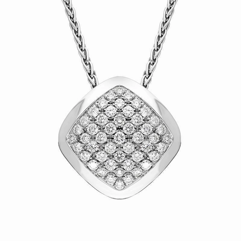 18ct White Gold Diamond Square Necklace D
