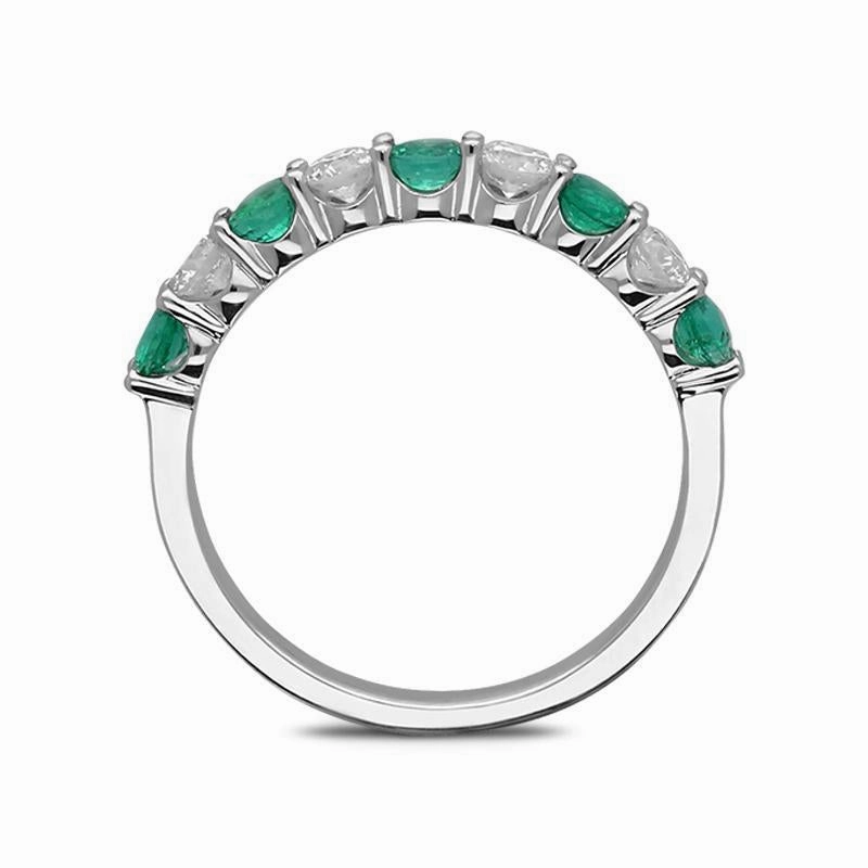 18ct White Gold Emerald and Diamond Half Eternity Ring