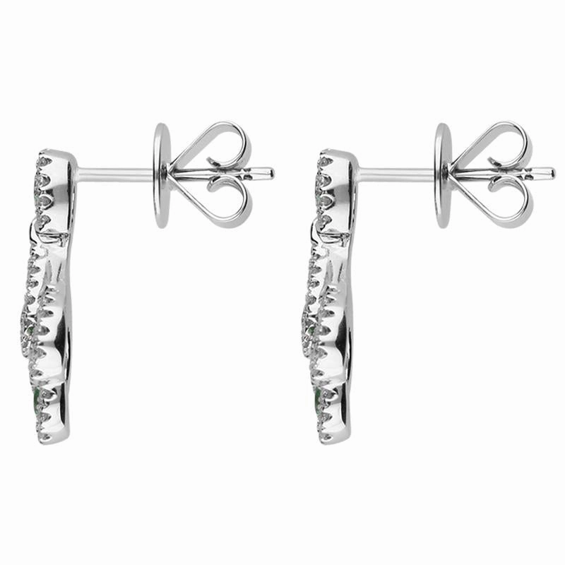 18ct White Gold Emerald and Diamond Peacock Earrings