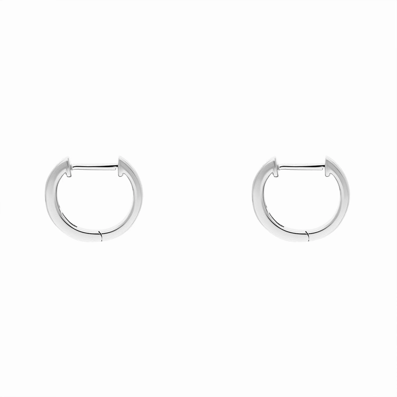 18ct White Gold Emerald Diamond Princess Cut Hoop Earrings