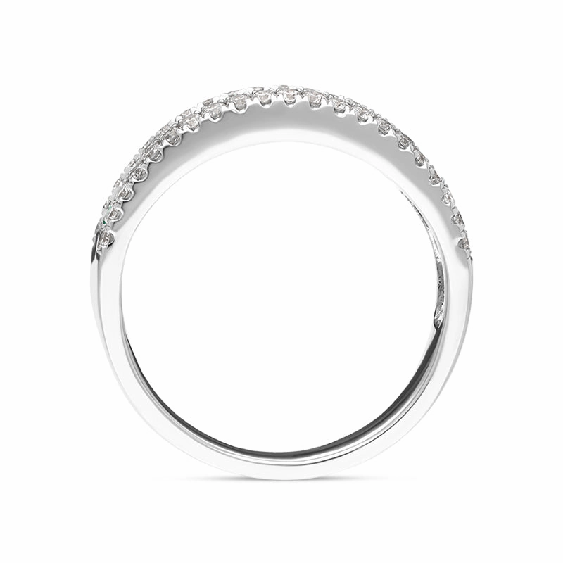 18ct White Gold Emerald Diamond Princess Round Brilliant Cut Half Eternity Ring