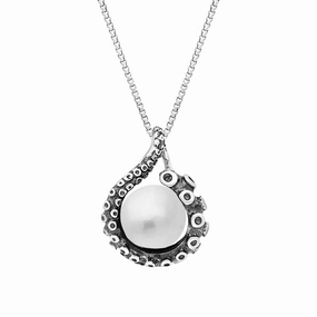18ct White Gold Freshwater Pearl Bead Tentacle Necklace