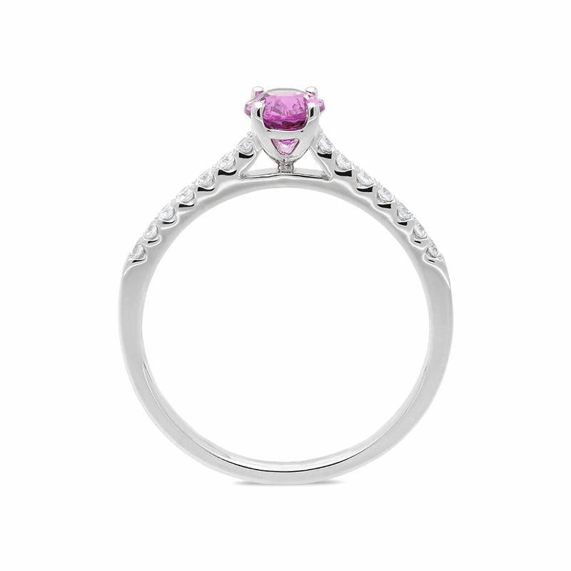 18ct White Gold Pink Sapphire Diamond Oval Ring D