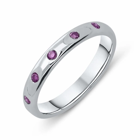 18ct White Gold Pink Sapphire Wedding Ring