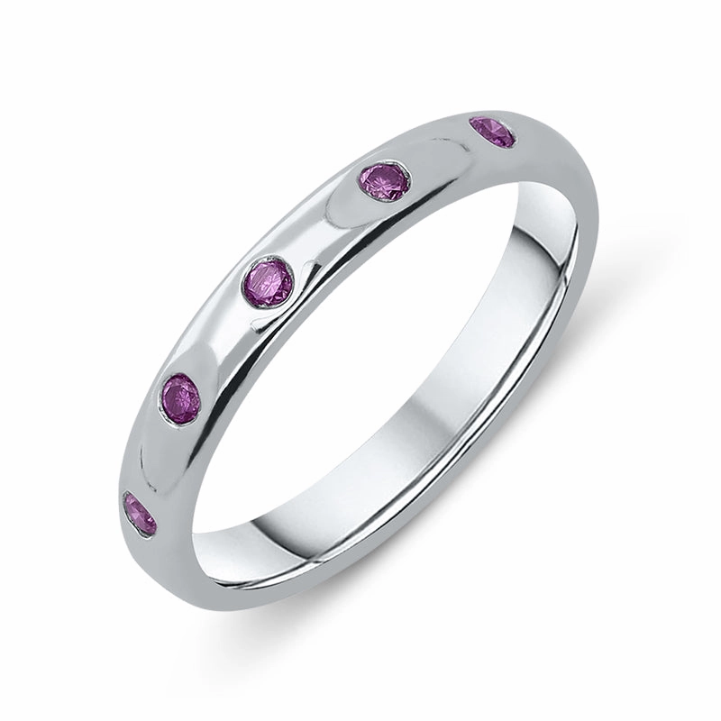 18ct White Gold Pink Sapphire Wedding Ring