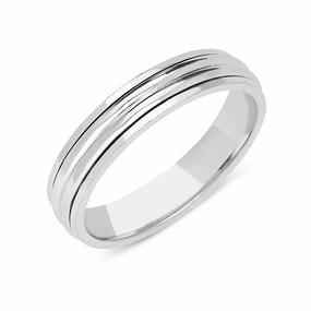 18ct White Gold Ridged Wedding Ring