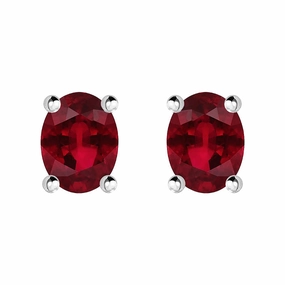 18ct White Gold Ruby 4x3mm Oval Claw Set Stud Earrings D
