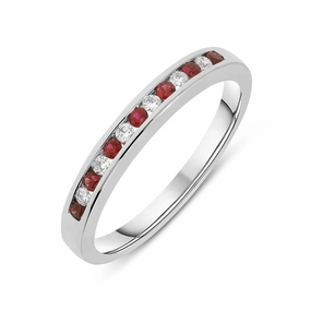 18ct White Gold Ruby and Diamond Half Eternity Ring