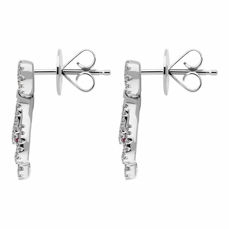 18ct White Gold Ruby and Diamond Peacock Earrings