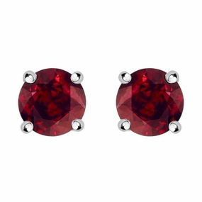 18ct White Gold Ruby Brilliant Cut Stud Earrings