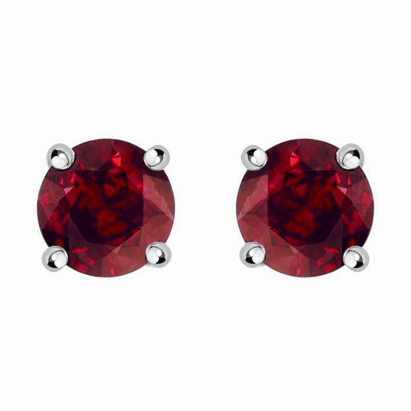 18ct White Gold Ruby Brilliant Cut Stud Earrings
