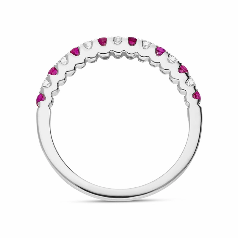 18ct White Gold Ruby Diamond Half Eternity Ring