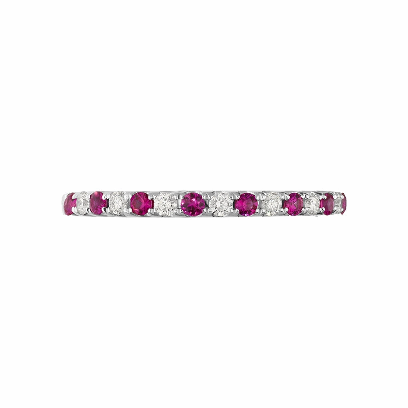18ct White Gold Ruby Diamond Half Eternity Ring