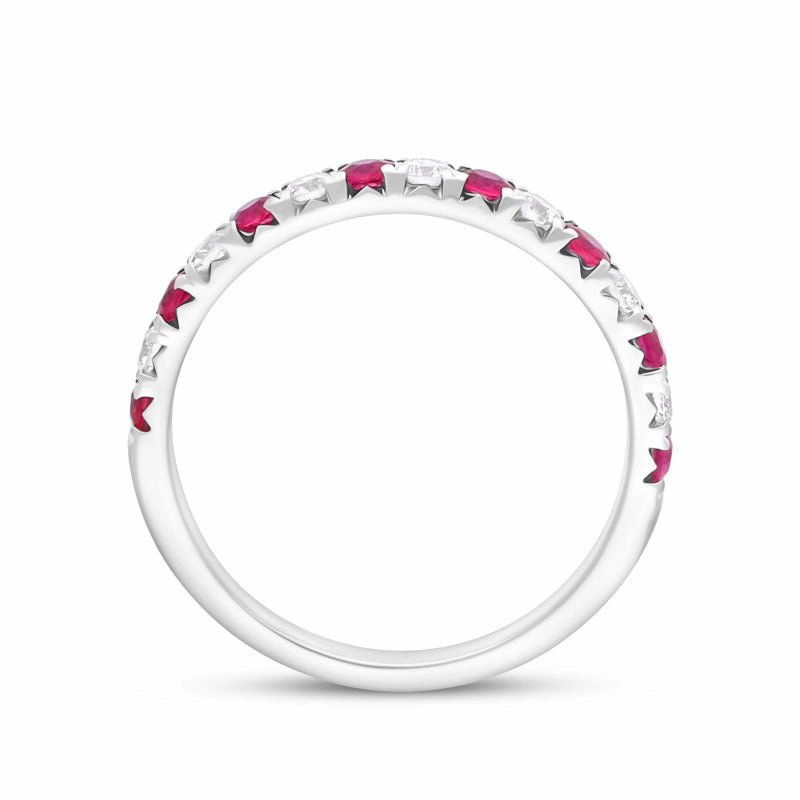18ct White Gold Ruby Diamond Half Eternity Ring