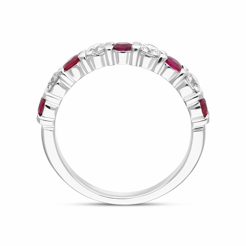 18ct White Gold Ruby Diamond Half Eternity Ring