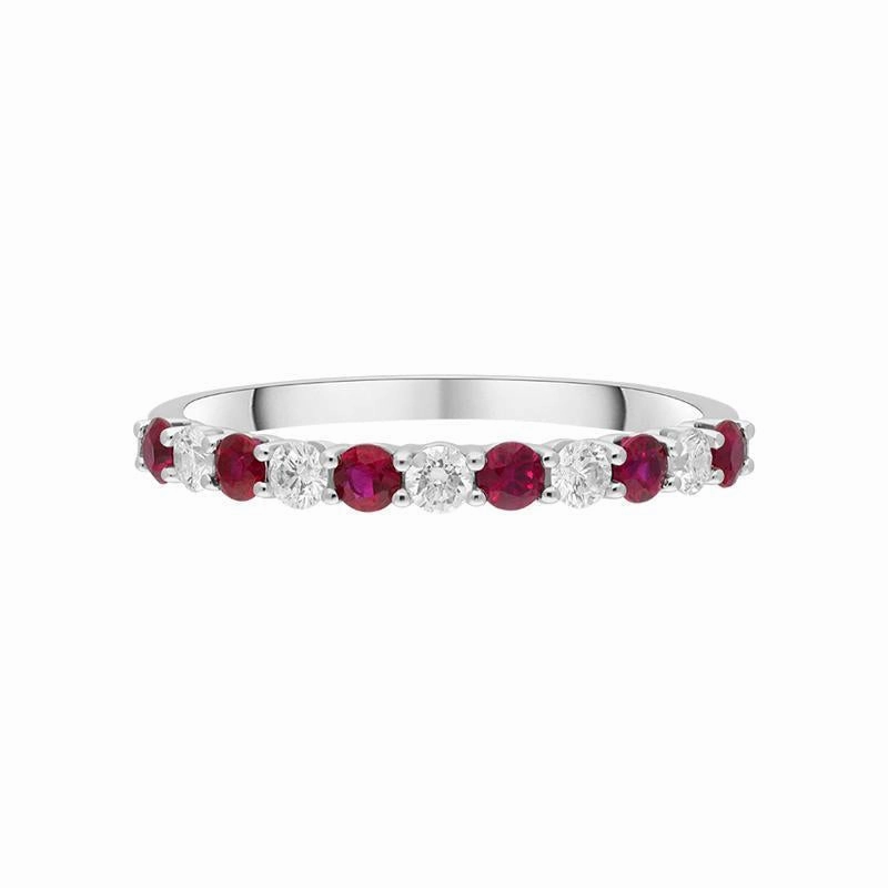 18ct White Gold Ruby Diamond Half Eternity Ring