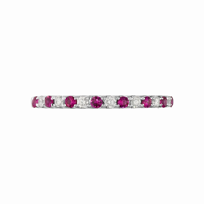 18ct White Gold Ruby Diamond Half Eternity Ring