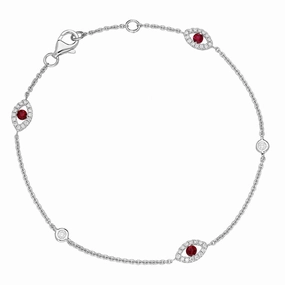 18ct White Gold Ruby Diamond Marquise Bracelet
